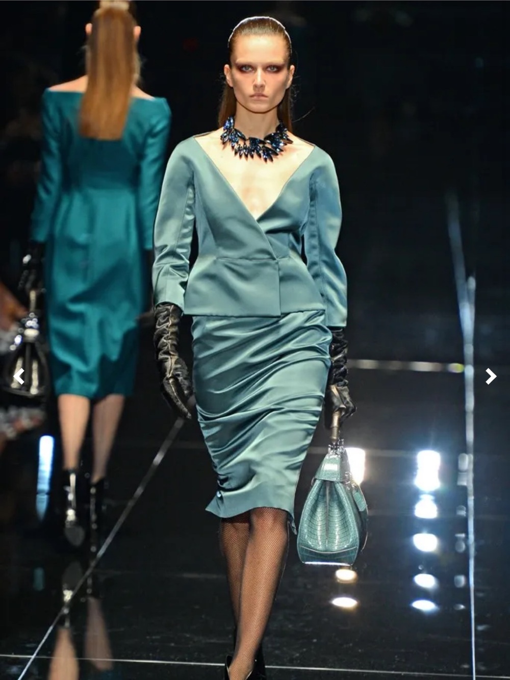 Gucci Teal Silk Jacket - look #32 2013 fall/winter ready to wear runway